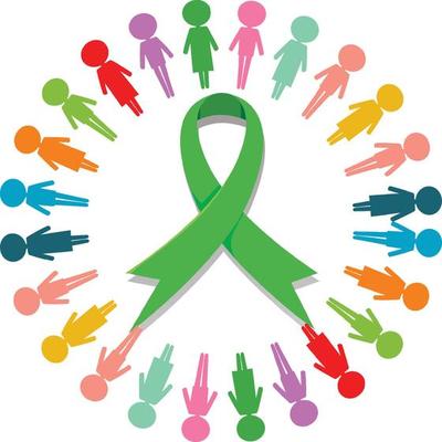 Human symbols surrounding the green ribbon