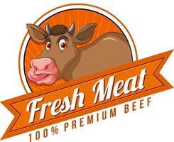una vaca con una etiqueta de carne fresca vector