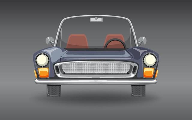 Classic car on gray background