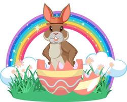 Happy Easter design with rabbit in garden vector