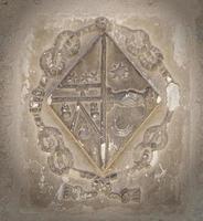 old coat of arms on the wall in the cathedral of Beziers photo