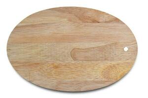 Wood cutting board isolated on white background. Wooden oval photo