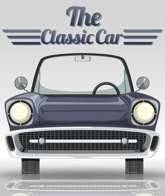 Classic car typography design with classic car on white background