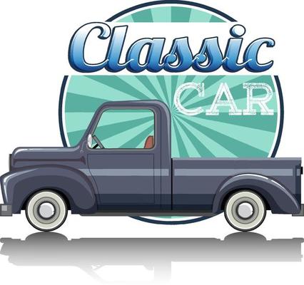 Classic car logo with classic car on white background