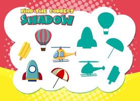 Find the correct shadow game template of toy vector