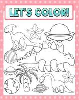 Worksheets template with Let's color text vector