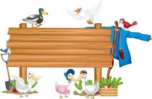 Many duck with wooden sign banner vector