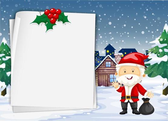 Empty banner in Christmas theme with Santa Claus