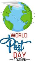 World Post Day banner with earth globe vector