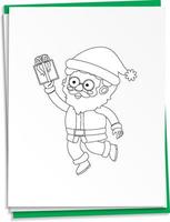 Hand drawn Santa on paper vector