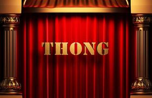 thong golden word on red curtain photo