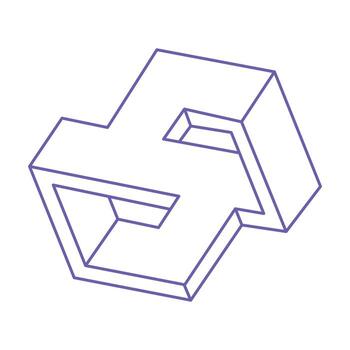 Impossible shapes. Sacred geometry figures. Optical illusion. Abstract eternal geometric object. Impossible endless outline. Line art. Optical art. Impossible geometry shape on a white background. vector