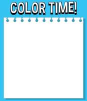 Worksheets template with color time text vector