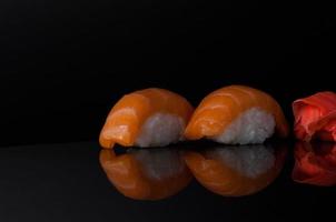 sushi on black background photo