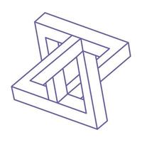 Impossible shape in trendy 2022 Very Peri color, optical illusion, vector. Optical art object. Geometric figure. vector