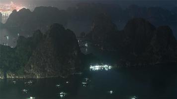 4K Timelapse Sequence of Ha Long Bay, Vietnam - Night view of Ha Long Bay video