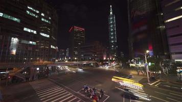 sequência de timelapse 4k de taipei, taiwan - timelapse de longa exposição do tráfego da cidade de taipei à noite video