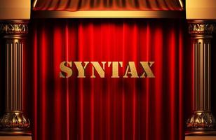 syntax golden word on red curtain photo