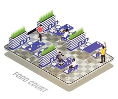 Isometric Colored Food Court Concept vector