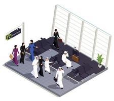 Arab Muslims Saudi Modern Isometric People Composition vector