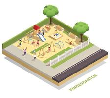 Kindergarten Isometric Composition vector