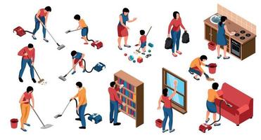 Isometric Cleaning Home Set vector