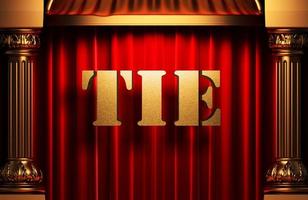 tie golden word on red curtain photo