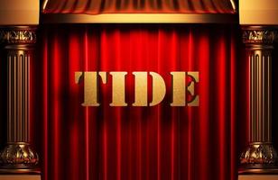tide golden word on red curtain photo