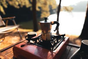 Camping and coffee at Pang Ung in the morning photo