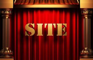 site golden word on red curtain photo