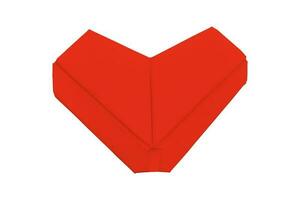 Red paper origami heart isolated on a white background. Object with clipping path photo