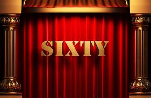 sixty golden word on red curtain photo