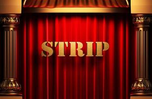 strip golden word on red curtain photo