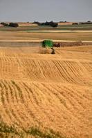 Farmer combining his crop in scenic Saskatchewan photo