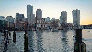 4K Video Sequence of Boston, USA - The skyline at dusk