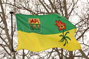 Saskatchewan flag blowing open photo