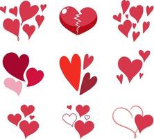 Set of different hearts on white background vector