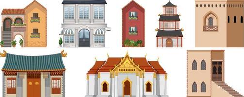 diferentes diseños de edificios de todo el mundo vector