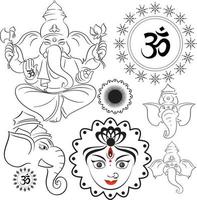 Indian god set with different elephant heads vector