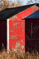 Red granary in scenic Saskatchewan photo