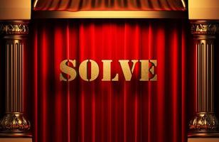 solve golden word on red curtain photo