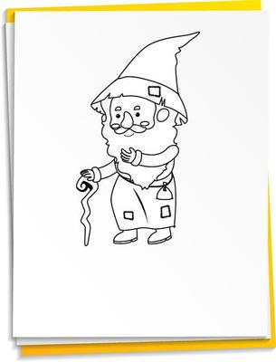 Hand drawn wizard on paper