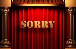 sorry golden word on red curtain photo