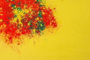 Concept of Indian festival Holi, Mulri color's on floors photo