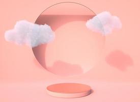Background 3d rendering with podium and minimal cloud scene, minimal product display background. photo