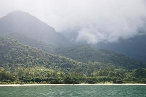 Boat with mountains photo