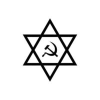 martillo y hoz con estrella de david aislado sobre fondo blanco. símbolo de israel comunista. Ilustración de vector socialista comunista judío