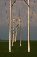 Storm clouds behind hydro power towers in Saskatchewan photo