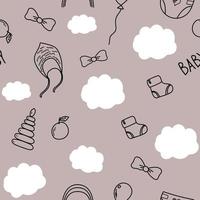 Seamless pattern baby clothes cartoon sketch style doodlehand drawn vector