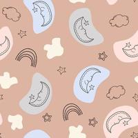 Seamless pattern of hand drawn baby BOY. Cartoon sketch style doodle for icon, banner. Elements little baby clothes. vector